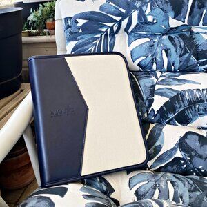 Abound by Marriott Vacations Blue Leather Zip Around Travel Folder Multi Section